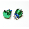 Aluminium button 16mm 1 x (on) green IP65
