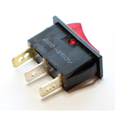 Rocker switch off/on with indicator light 250V 10A red
