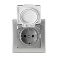 Protective contact socket with hinged cover incl. frame...