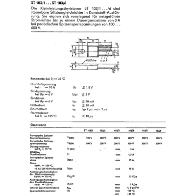 ST103/6 Thyristor 600V 3A, WF