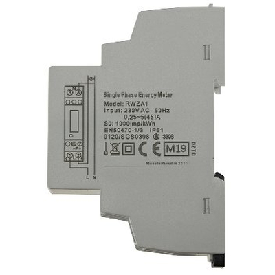 Single-phase alternating current meter for DIN rail mounting  5A 161-300VAC - RZWA1