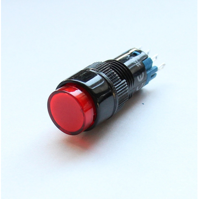 Action switch on/(on) 0,5A/250VAC 1A/24VDC with indicator 230V red