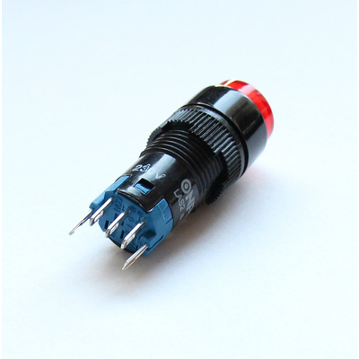 Drucktaster 1 x um 0,5A/250VAC 1A/24VDC mit Kontrollleuchte 230V rot