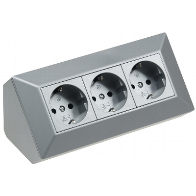 3-fach Aufbausteckdosenblock silber