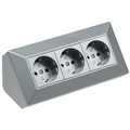 3-fach Aufbausteckdosenblock silber