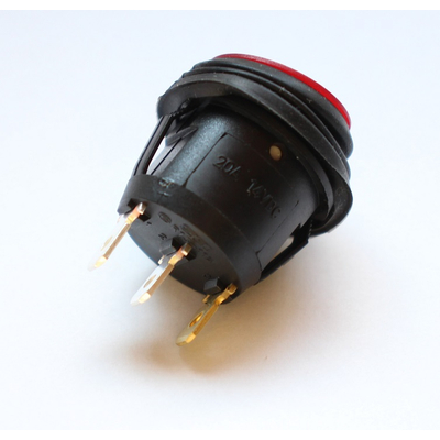 Rocker switch on/off with indicator light   14VDC 20A IP65 red