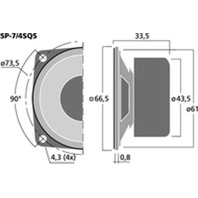 Universal loudspeaker 4 Ohms 8Wmax - SP-7 /5SQS