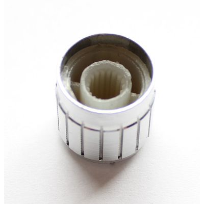 Knob for knurled 6 mm axles 17 x 17 mm silver