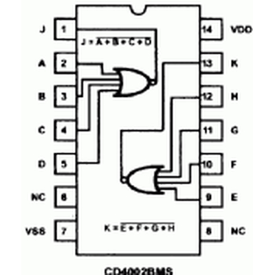 CD4002BE /  CM4002AE /  MC14002    Dual 4-Input NOR Gate