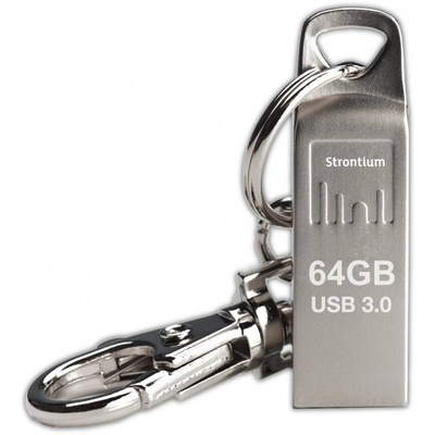 64 GB USB-3.0-Stick aus Metall mit 120 MB/s und Schlsselkarabiner