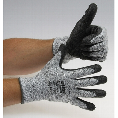 Cut protection gloves gray / black PU coating, EN388, size  9 