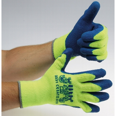Ice-Crusher Yellow / Blue Work Gloves Latex Coating EN388 Size 9 