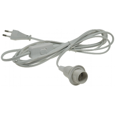 E14 Socket with power cable and switch white