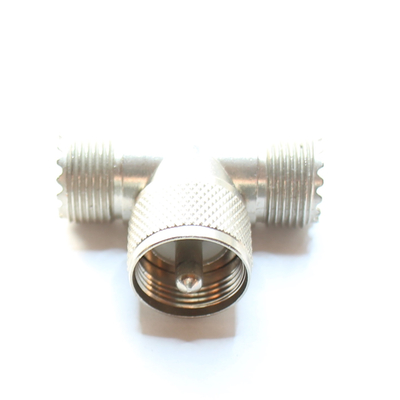 UHF T-piece 1 plug / 2 couplings