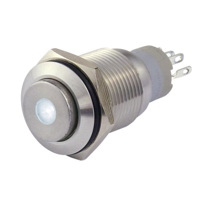 Full metal switch 16mm 1 x on/on with LED spotlight white...