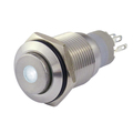 Full metal switch 16mm 1 x on/on with LED spotlight white...