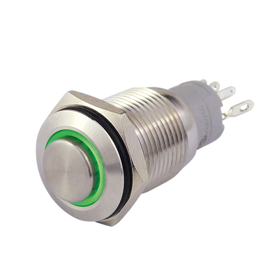 Vollmetallschalter 16mm 1 x um mit LED Ringbeleuchtung grün IP67