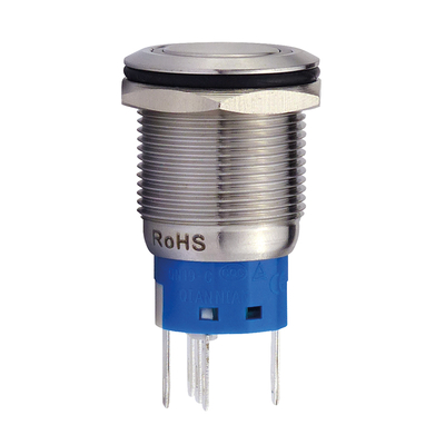 Vollmetallschalter 19mm 1 x um mit LED Ringbeleuchtung blau IP67