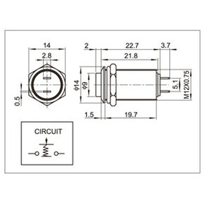 Full metal button 12mm 1 x (on)