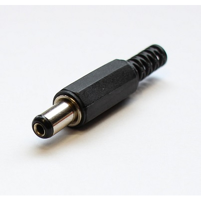 DC-Stecker 5,5 / 2,1mm kurz Kunststoff mit Knickschutz