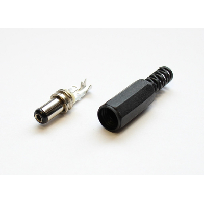 DC-Stecker 5,5 / 2,1mm kurz Kunststoff mit Knickschutz