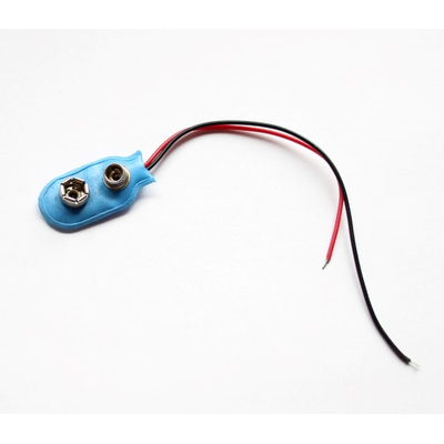 Battery clip I-shape with approximately 100mm of cable