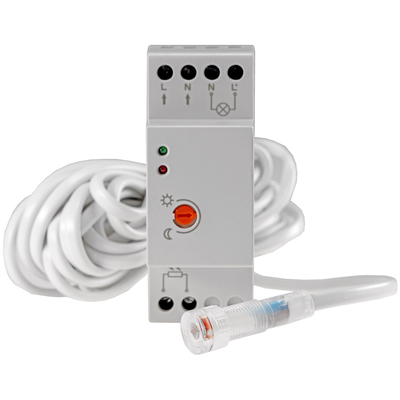 Twilight switch for DIN rail mounting with remote sensor...