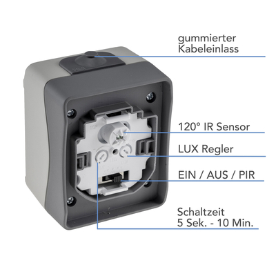 Motion detector 120� for damp rooms IP54