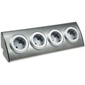 4-fach Aufbausteckdosenblock Edelstahl f�r Aufbaumontage 45�