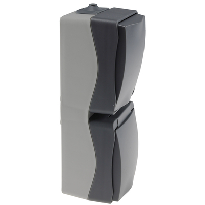 Damp-proof combination switch & socket IP54 surface-mounted vertical