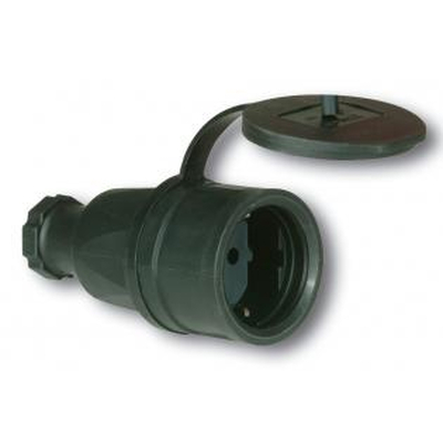 Vollgummi Schuko Kupplung mit Deckel IP44