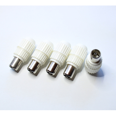Coax connector male white (5 pcs)