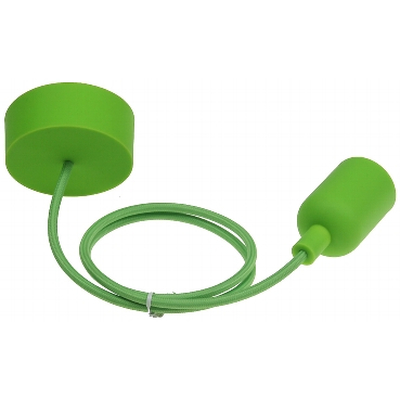 E27 lamp suspension with 80cm textile cable green - Silicone 