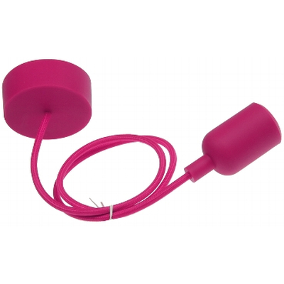 E27 lamp suspension with 80cm textile cable pink - Silicone