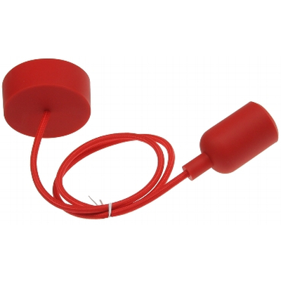 E27 lamp suspension with 80cm textile cable red - Silicone